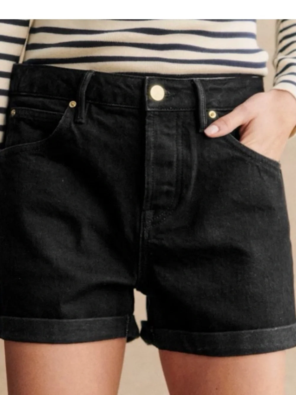 Sezane Niels Cuffed Denim Shorts Sz 36 / US 4